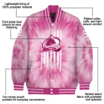 personalized colorado avalanche pink tie dye pink varsity jacket best selling
