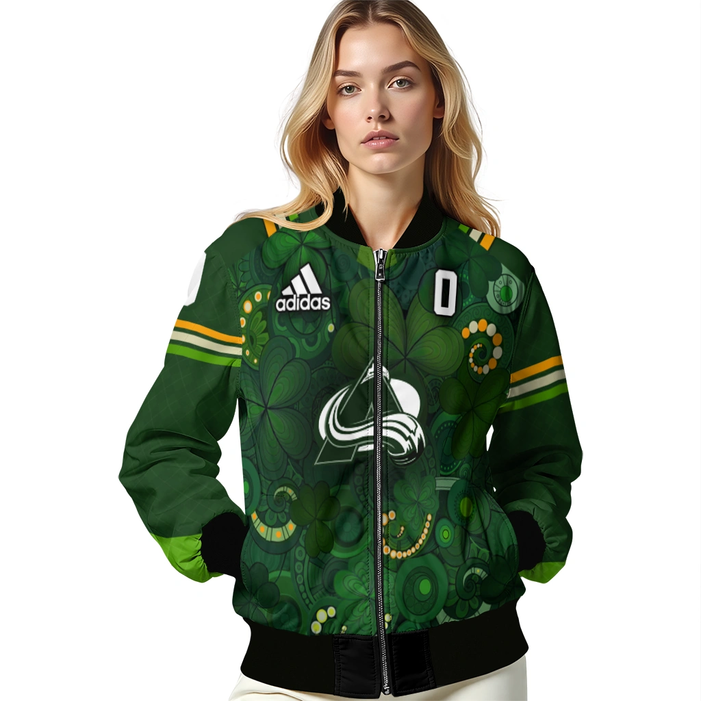 personalized colorado avalanche shamrock vortex green bomber jacket latest model personalized colorado avalanche shamrock vortex green bomber jacket latest model