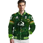 personalized colorado avalanche shamrock vortex green varsity jacket best selling