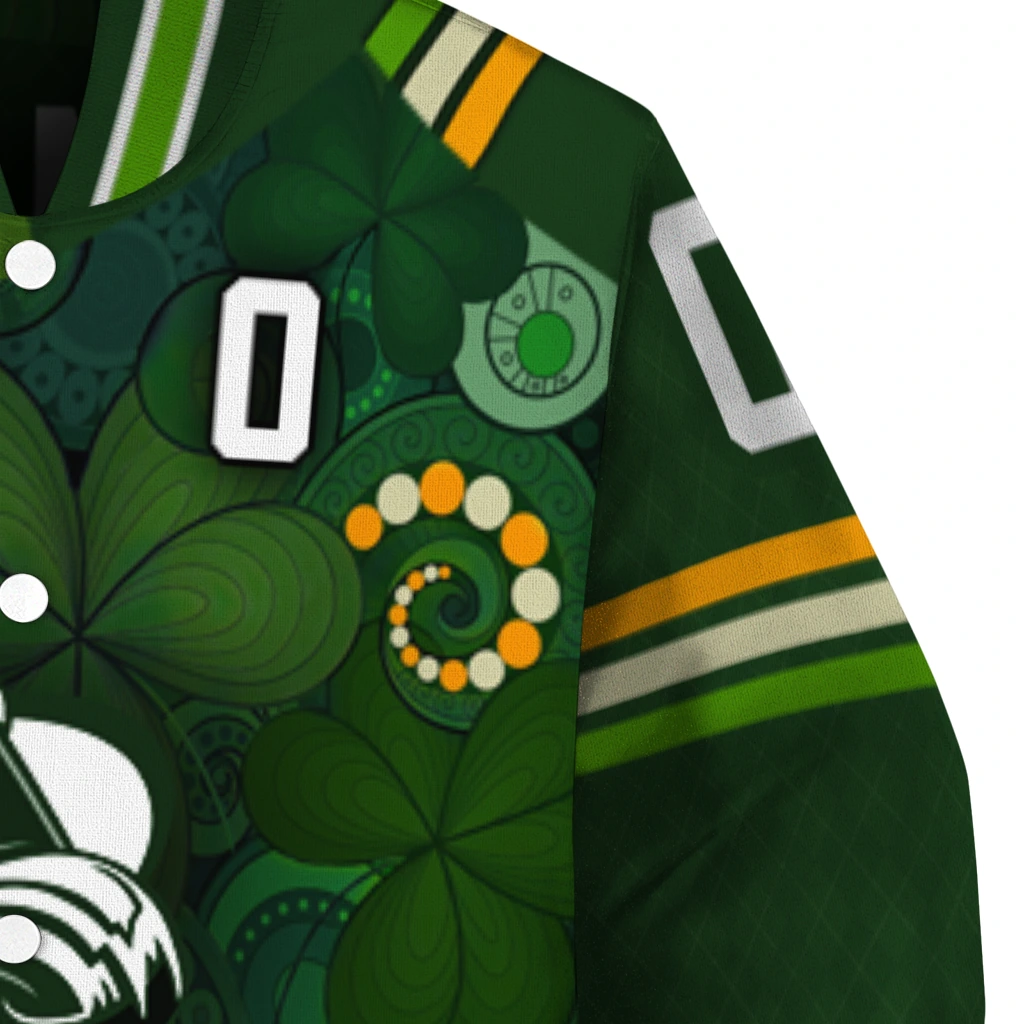 personalized colorado avalanche shamrock vortex green varsity jacket premium grade personalized colorado avalanche shamrock vortex green varsity jacket premium grade