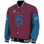 personalized colorado avalanche team patch burgundy varsity jacket best selling