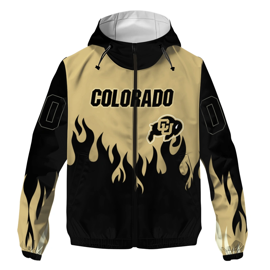 personalized colorado buffaloes flame trim gold black windbreaker jacket best selling personalized colorado buffaloes flame trim gold black windbreaker jacket best selling