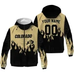 personalized colorado buffaloes flame trim gold black windbreaker jacket best selling