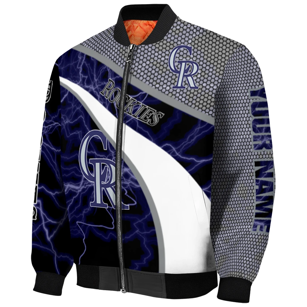 personalized colorado rockies electric flash blue bomber jacket fashion forward personalized colorado rockies electric flash blue bomber jacket fashion forward