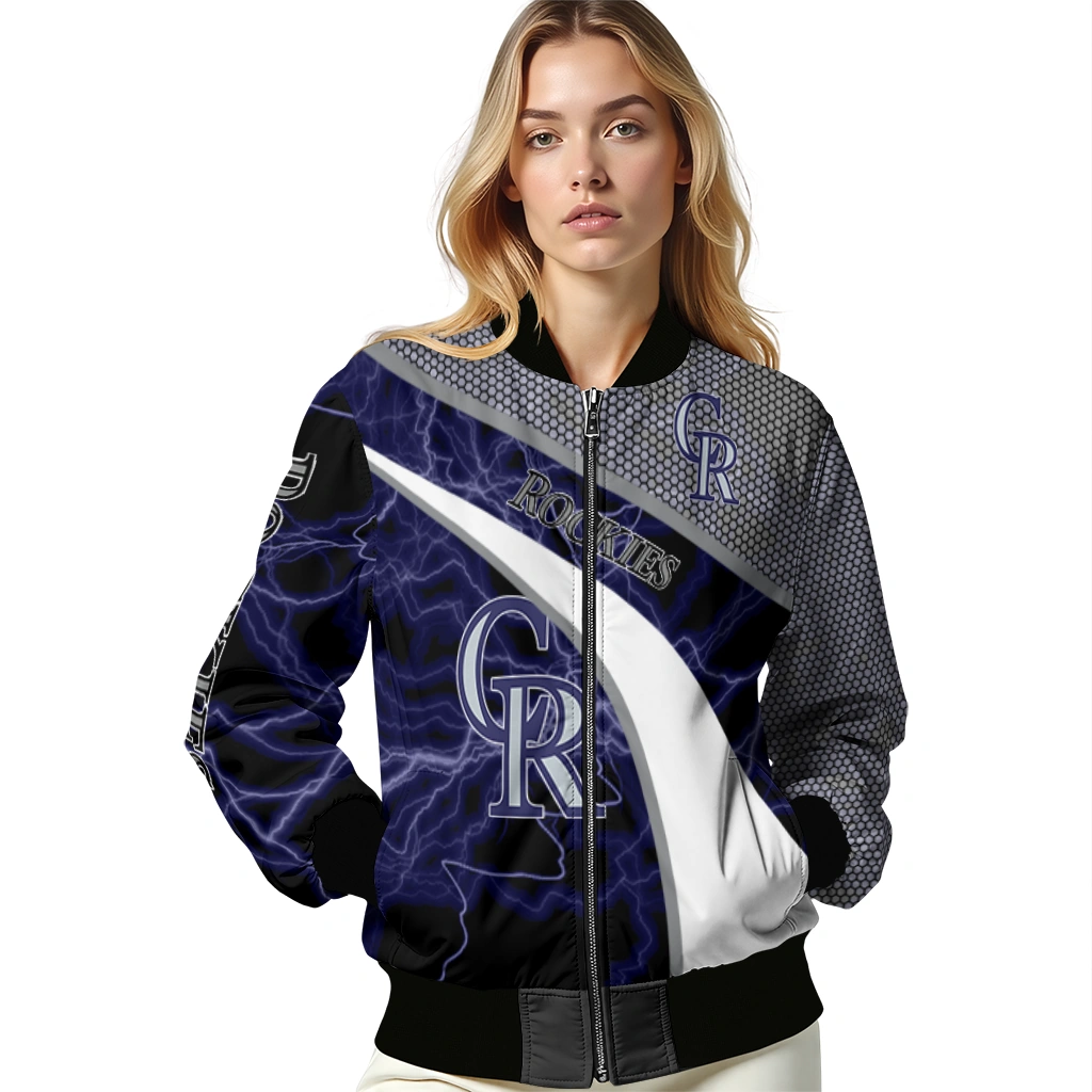 personalized colorado rockies electric flash blue bomber jacket latest model personalized colorado rockies electric flash blue bomber jacket latest model