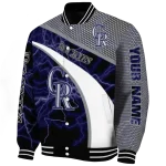 personalized colorado rockies electric flash blue varsity jacket best selling