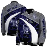 personalized colorado rockies electric flash blue varsity jacket best selling