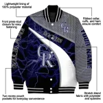 personalized colorado rockies electric flash blue varsity jacket best selling