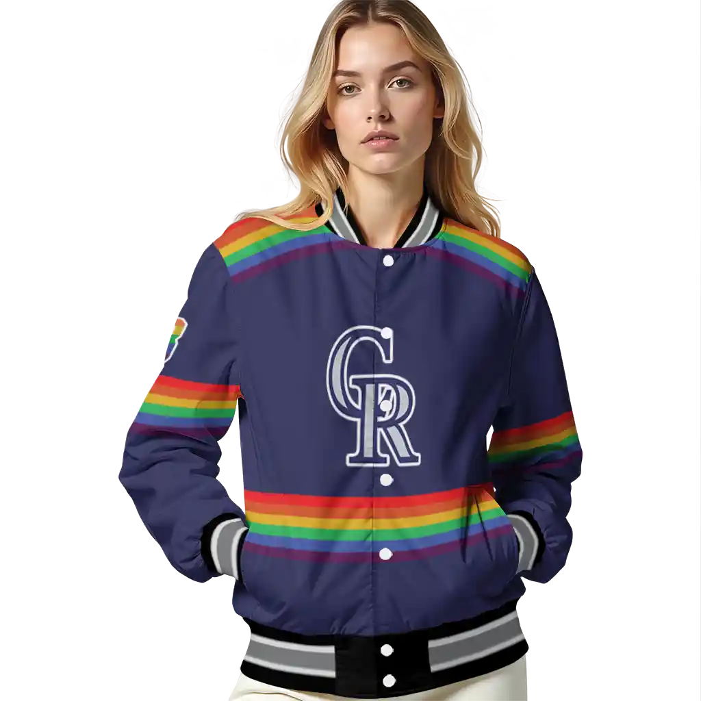 personalized colorado rockies rainbow jersey number blue varsity jacket latest model personalized colorado rockies rainbow jersey number blue varsity jacket latest model