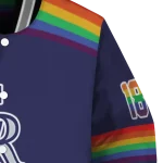 personalized colorado rockies rainbow jersey number blue varsity jacket best selling