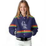 personalized colorado rockies rainbow jersey number blue varsity jacket best selling