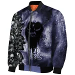 personalized colorado rockies skull cluster blue bomber jacket best selling