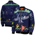 personalized colorado rockies spongebob playtime blue bomber jacket best selling