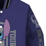 personalized colorado rockies stitch laughing blue varsity jacket best selling