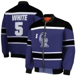 personalized colorado rockies stripe statement blue black bomber jacket best selling
