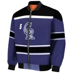personalized colorado rockies stripe statement blue black bomber jacket best selling
