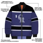 personalized colorado rockies stripe statement blue black bomber jacket best selling