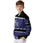 personalized colorado rockies stripe statement blue black bomber jacket best selling