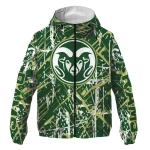 personalized colorado state rams brushstroke pattern green windbreaker jacket best selling