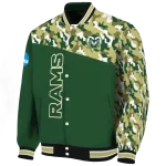 personalized colorado state rams camouflage splash green varsity jacket best selling