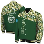 personalized colorado state rams camouflage splash green varsity jacket best selling