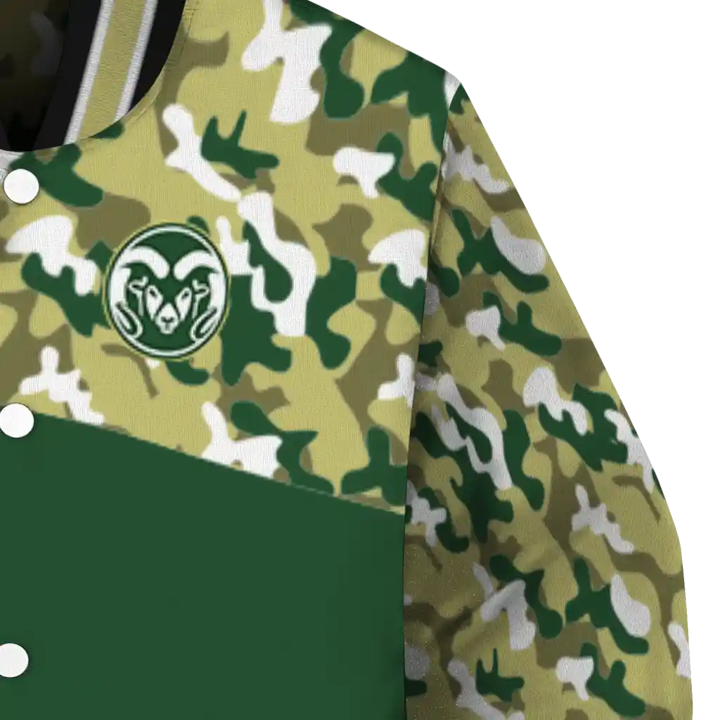 personalized colorado state rams camouflage splash green varsity jacket premium grade personalized colorado state rams camouflage splash green varsity jacket premium grade