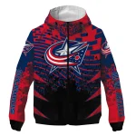 personalized columbus blue jackets brick motion navy blue black windbreaker jacket best selling