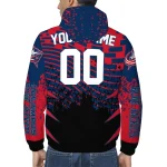personalized columbus blue jackets brick motion navy blue black windbreaker jacket best selling