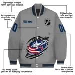 personalized columbus blue jackets claw streak grey varsity jacket best selling