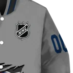 personalized columbus blue jackets claw streak grey varsity jacket best selling