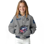 personalized columbus blue jackets claw streak grey varsity jacket best selling