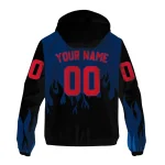 personalized columbus blue jackets flame trim navy blue black windbreaker jacket best selling
