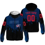 personalized columbus blue jackets flame trim navy blue black windbreaker jacket best selling