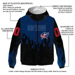 personalized columbus blue jackets flame trim navy blue black windbreaker jacket best selling