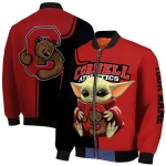 personalized cornell big red adorable yoda red black bomber jacket best selling