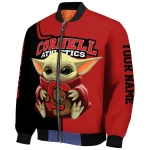 personalized cornell big red adorable yoda red black bomber jacket best selling