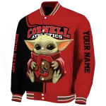 personalized cornell big red adorable yoda red black varsity jacket best selling