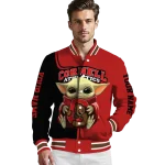 personalized cornell big red adorable yoda red black varsity jacket best selling