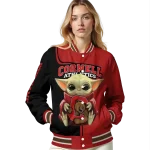 personalized cornell big red adorable yoda red black varsity jacket best selling