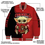 personalized cornell big red adorable yoda red black varsity jacket best selling