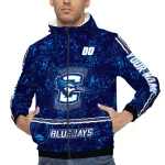 personalized creighton bluejays shards cluster blue windbreaker jacket best selling