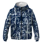 personalized dallas cowboys brushstroke pattern blue windbreaker jacket best selling