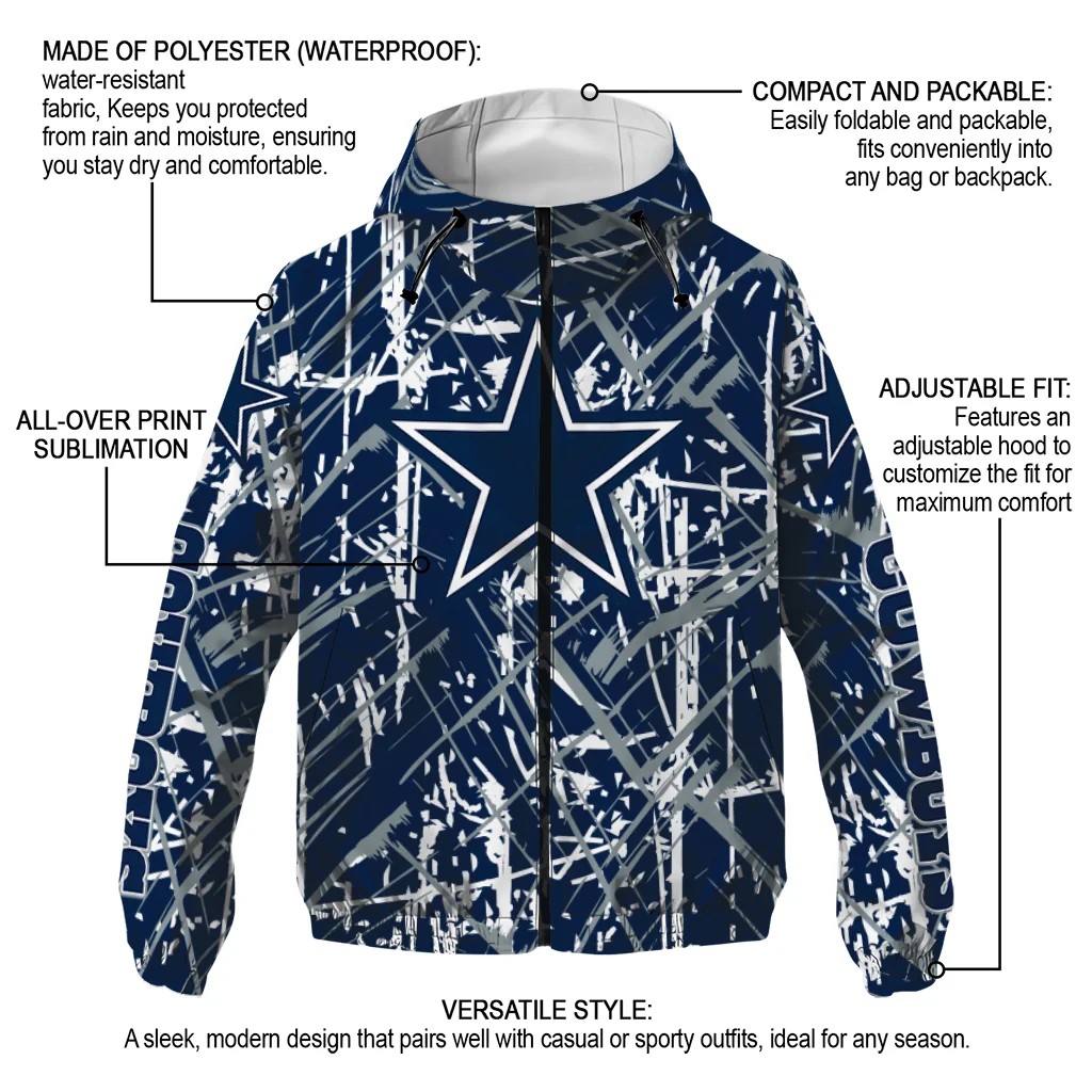 personalized dallas cowboys brushstroke pattern blue windbreaker jacket new arrival personalized dallas cowboys brushstroke pattern blue windbreaker jacket new arrival