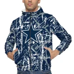 personalized dallas cowboys brushstroke pattern blue windbreaker jacket best selling