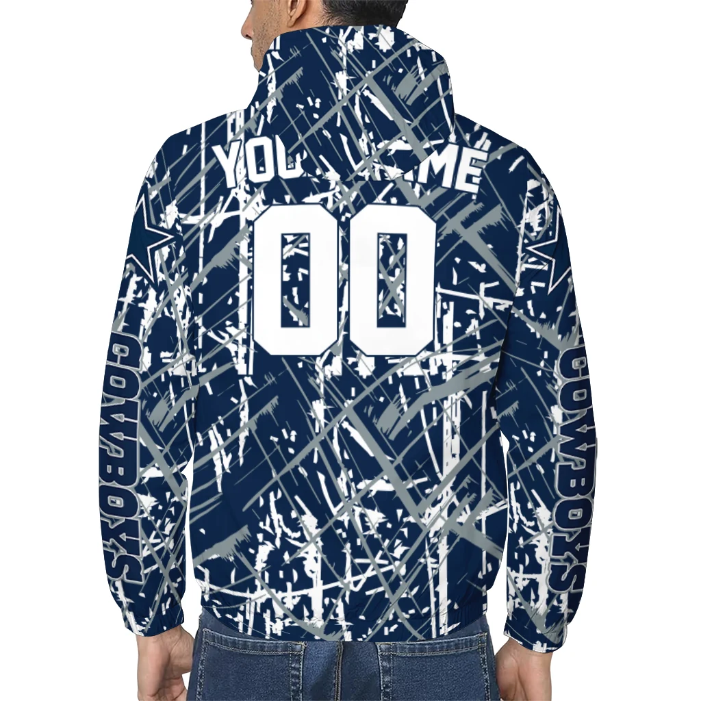 personalized dallas cowboys brushstroke pattern blue windbreaker jacket trendy personalized dallas cowboys brushstroke pattern blue windbreaker jacket trendy