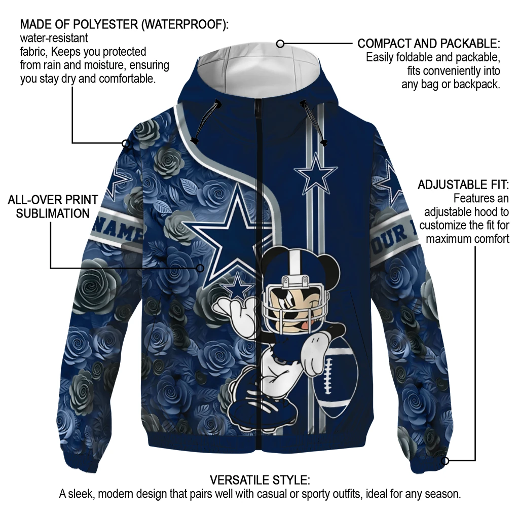 personalized dallas cowboys football micky mouse blue windbreaker jacket new arrival personalized dallas cowboys football micky mouse blue windbreaker jacket new arrival