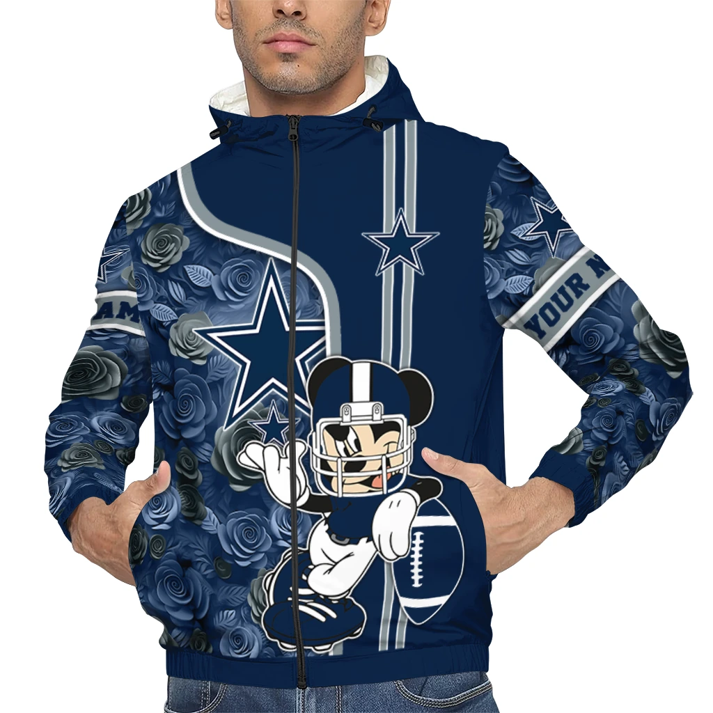 personalized dallas cowboys football micky mouse blue windbreaker jacket top rated personalized dallas cowboys football micky mouse blue windbreaker jacket top rated