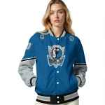 personalized dallas mavericks chevron style blue varsity jacket best selling