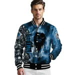 personalized dallas mavericks skull cluster blue varsity jacket best selling