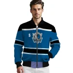 personalized dallas mavericks stripe statement blue black bomber jacket best selling